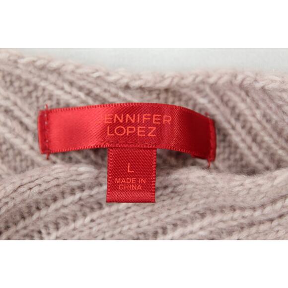 Jennifer Lopez Women's Ribbed Knit Sweater Size L Taupe Soft Pullover - Picture 2 of 6